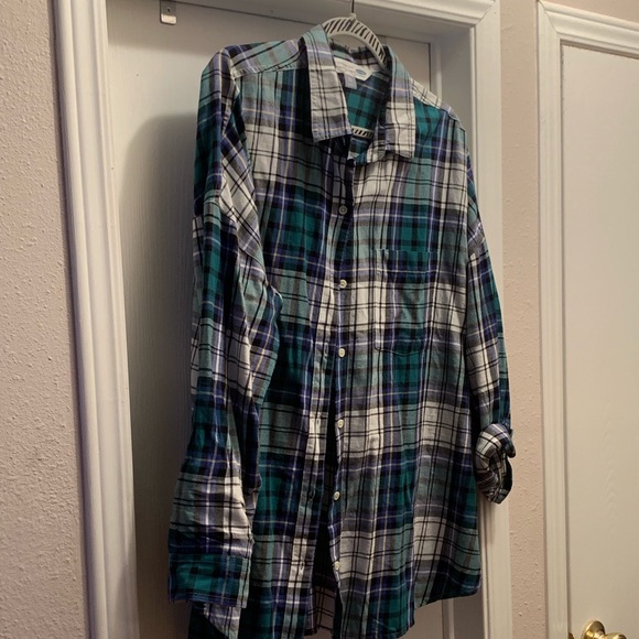 Blue/Green Plaid Flannel Shirt - Picture 1 of 2